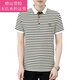 Fickan条纹短袖t恤男士夏季衬衫领polo衫男士休闲上衣服装 WE7029藏青色 纯棉 M 165  建议【90-105】斤左右