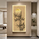 Ywzr Neues chinesisches Stil Eingang Dekorative Gemälde mit Lichtern Song Dynastie Ästhetik Bambus Gemälde Wohnzimmer Hängende Gemälde Zen High-Sense Corridor Wandbilder, Tinte Bambus dicker Reim D Style 100*200led Lampenmalerei (intelligente Direkteinsatz + Fernbedienung) 3