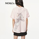 MO&Co.印花T恤2025秋新品猫和老鼠联名系列抗菌防螨棉质短袖MBE3TEE001 淡粉色 M /165