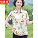 恒源祥母亲节妈M妈夏装短袖衬衫2025新款洋气中老年女装碎花减龄T恤套装 6621 米杏色 3XL 建议120-135斤