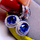 HEEKAIYI sapphire earrings for women cornflower blue 18k diamond earrings Chinese Valentine's Day birthday gift for wife and girlfriend Selected 3 carats/cornflower blue/certificate
