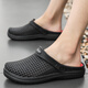 Muklay men's extra-large slippers hole shoes men's new summer slippers extra-large size non-slip men's sandals toe slippers FG9856 black and red 39