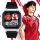 Customizable electronic watches, Chinese football Dragon Team small square watch, student watch silent alarm clock waterproof [Stylish silver-electronic watch] z12799 Dragon: Super value gift package (extra long battery life + gift box packaging)