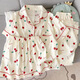 Catman MiiOW pajamas for women in summer pure cotton gauze short-sleeved three-piece set ins Japanese polka dots student summer casual home clothes Yunduo Cotton-9905# Black Love Three-piece Set M [Suggestion 75-100Jin [Jin equals 0.5 kg]]
