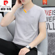 Pierre cardin men's clothing 2025 new V-neck young men's short-sleeved T-shirt pure cotton thin summer casual versatile T-shirt men QY691 white 3XL