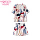 Modal 2025 summer new pajamas for women summer pure cotton short sleeve shorts cotton casual simple student home clothing set Z9859 XL [recommended 115-130Jin [Jin equals 0.5 kg] wear]
