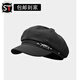 Yusenyi beret men's large head circumference octagonal hat beret Spring and Autumn British duck bill retro newsboy painter hat versatile black black one-size-fits-all hat circumference adjustable (54-59cm)