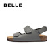 Belle confortable Sandales décontractées pour hommes 2025 Nouveau Velcro Birkenstock Chaussures de plage extérieure B3733BL5 Gray 41 (255 mm)