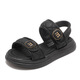 Ziweiqi Little Girl Koreanischer Stil weicher Sohle Nicht-Schlupf-Sandalen Sommer einfache Strandschuhe 2025 XD-653 Schwarz 26 / Innere Länge 16,2 cm