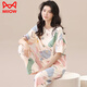 Catman (MiiOW) pure cotton pajamas for women in summer new large-size short-sleeved trousers spring and autumn summer women's home clothes thin two-piece set ZH-9721 M