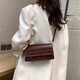 
Stone-patterned candy color French new style small square bag for going out and shoulders fashionable crossbody bag handheld commuting bag coffee color