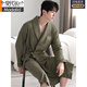 Modal Waffel Bademantel Herren Frühling und Herbst reines Baumwoll mittelgroße Männer Nachthemd 2025 Neues absorbierendes integriertes Bademantel LJ16834 m [Gewicht 100-120jin [Jin entspricht 0,5 kg]]