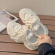 Red Dragonfly Daddy Shoes for Women 2025 Spring and Summer Thick Sole Heightening Sneakers for Women Niches and Versatile Casual Shoes Small White Shoes FB9905-1 Beige 38