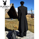 Playboy (PLAYBOY) black woolen coat men's mid-length autumn and winter British style windbreaker cleanfit Korean woolen coat black upgraded version XL