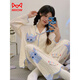 
MIIOW KING Catman Elvis pure cotton pajamas for women Spring and Autumn New Long Sleeve Trousers Loose Cardigan Sweet Cartoon Cute Home Clothing Set 9207 Dingdang Cat M [Suggested 80-100Jin [Jin equals 0.5 kg]]
