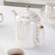 Cool season light luxury high-end housewarming ceramic water set tea cup household tea set Nordic living room teapot cup water cup complete set pearl high-end white 6 cups