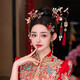 Fuwu Xiuhe clothing headdress Xiuhe bride Chinese style 2025 new gold and red simple and elegant wedding phoenix crown, dragon and phoenix gown, one jewelry love eyebrow pendant