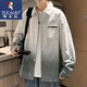 
Woodpecker gradient color shirt men's long-sleeved spring and summer thin trendy lapel free iron loose casual top men's shirt jacket G30 white XL