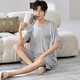 Yourg Pajamas de pijama para hombres Juego de manga corta 2025 Nuevo alambre de hielo de verano suelto y grasa de grasa para traje de hogar externo 6623 L