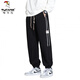 Woodpecker (TUCANO) Extra Large Size Casual Pants Men's Autumn and Winter Trendy Loose Plus Fat Plus Fatty 300Jin Jin is equal to 0.5kg Velvet sports casual sweatpants FJB621-BM108 black 6XL 220-240Jin Jin is equal to 0.5kg