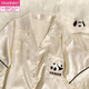 Pajama de seda de hielo de panda modal para mujeres en el verano delgada manga corta 2025 Nuevo cárdigan lindo juego de ropa para el hogar #YX-9227 Polka Dot M [75-95Jin [Jin es igual a 0.5 kg]]]
