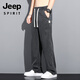 吉普（JEEP）天丝牛仔裤男士休闲长裤子春夏季薄款宽松直筒工装运动抽绳九分裤 GF1XM13-1048灰色 M