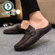 
Woodpecker Casual Thin High-end Business Black Men's Lof Beanie Shoes Men's Leather Shoes Outdoor Breathable Trendy Soft Leather Waterproof D898 Black 39
