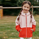 Pelliot Outdoor Kindermantel 2023 Herbst Windproof Boys und Mädchen vielseitige Freizeitkontrastmantel Orange Rot/Schmalblau 120