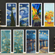 Fantasy van Goghs Sternenhimmel Ölmalerei berühmte Maltürsticker Renovierter selbstklebender ganzer Schlafsaal Wand Dekorative Glasgarderobe Tür Mt3291 Weiß Kleber klein