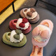 Winter children's cotton slippers for girls princess non-slip EVA warm plus fluffy bow cotton slippers for small and medium-sized children red (heel included) 12 34/35 size (inner length 20CM without back elastic band