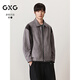 GXG Men's Air Layer Faux Suede Casual Jacket Men's Different Material Stitching Fashion Jacket Autumn Gray L