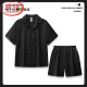 Langsha (Langsha) pijama de seda de hielo para el verano de hombres 2025 pantalones negros de manga corta para hombres de verano para hombres delgado ropa de ropa para hombres G854 3XL (altura sugerida 185 y peso 175