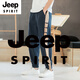 Jeep Spirit Baumwolle und Leinen Casual Hohose Herren gestreifte Spleißhosen Lose Hosen chinesische Retro -Baumwolle und Leinenhosen Sommer Schwarz M -120jin [Jin ist 0,5 kg]