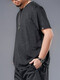 Yicaiwan short-sleeved T-shirt fat ice silk men's suit summer sports quick-drying suit plus fat plus size men's high-end design sense 829 ice silk black suit 2XL average size