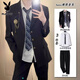 Playboy (PLAYBOY) campus style men's clothing boys dk suit uniform jacket jk school supply sense red suit student handsome class uniform suit black DK suit + white shirt blue tie + black trousers XL