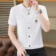 
Septwolves Septwolves 2025 new fake two-piece short-sleeved shirt for men Korean slim-fit brand casual solid color round neck summer base q6623 white M 90-105Jin [Jin equals 0.5 kg]