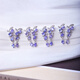 Weici boutique natural tanzanite sterling silver inlaid earrings for women, silver inlaid colorful gemstone crystal earrings jewelry, loose stone about 3*4MM, one pair sent