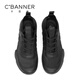 Qianbaidu first layer cowhide new men's shoes casual shoes men's outdoor walking business casual shoes black mesh 42