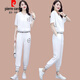 皮尔卡丹（pierre cardin）2025年夏季新款宽松时尚休闲运动服套装女时髦洋气冰|丝短袖两件 (1389)蓝色 M (建议100斤以下)