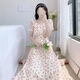 Yilizi [7027 people collect] 2025 new women's tea break French floral dress summer fresh Platycodon first love fairy apricot bottom floral M
