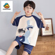 G.Duckkids Little Milk Dragon Kinderpyjamas Junge kurzärmelige reine Baumwolle Sommer Dünne Jungen Cartoon mittelgroße Kinderklimaanlagen-Kleidungsstückset [reine Baumwolle] 690 Kapibala 165 cm