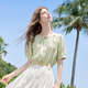 Baitu Betu Women's Clothing 2025 Summer NUEVA Camisa de camisa Diseño de la tela de imitación Fabrica no fácil de arrugas Mujeres de manga corta 2506T24 Verde L