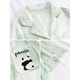 Hanziduo kann Minze Grüne Panda Pyjamas Herren Sommereis Seiden kurzärmelige Kurzfilme Imitation Seide Dünne Teenager Heimkleidung Z3879 Cartoon Katze (kurzärmelige Shorts) ICE Seidenstil XL