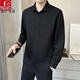 Pier Cardin high-end authentic linen long-sleeved T-shirt for men 2025 spring and autumn new business casual lapel comfort polo shirt 1_green 9882 L 175/88A [Suggested 140-155Jin [Jin equals 0.5 kg]]