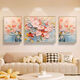 Peach Beauty Creme Blume Wohnzimmer Dekoration Gemälde Textur Triptychofa Hintergrund Wand Zusammenfassung Hängende Malerei Moderne einfache Wandveränderung 3890 Nektar-C [Standard goldbürstete Aluminium-Legierungsrahmen] Medium 70*50 Seiten 35*50 [Textilkristallporzellanstrich]