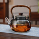 Full glass teapot, thickened kettle, glass teapot, large capacity lifting beam teapot, health pot, teapot, wooden shadow teapot