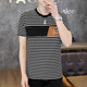 Septwolves (septwolves) broken code 2025 summer striped short-sleeved shirt for men new trendy slim ice silk cotton half-sleeved men's summer top 9898 khaki 5XL