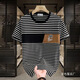 
Commander Bear 2025 short-sleeved T-shirt trendy striped men's versatile top white breathable sweat-absorbing cotton 9898 M