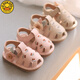 G.DUCKKIDS summer 1-2 year old female baby shoes Baotou soft sole toddler shoes 6-12 months baby hollow anti-slip toddler sandals XKA012 pink 16 inner length 11.5 cm