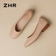 ZHR Flat Shoes Женская темпераментная темпераментная квадратная нога для пригородной туфли Doudou Women's Shoes Удобная, легкая и универсальная, цельный AH677 Apricot 38